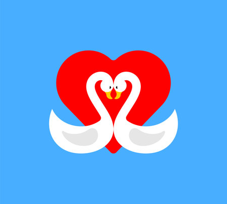 Two swans symbol of love. vector illustrationのイラスト素材