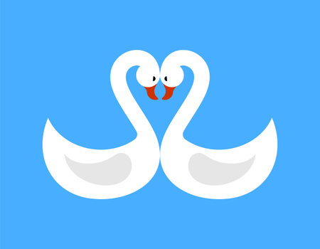 Two swans symbol of love. vector illustrationのイラスト素材