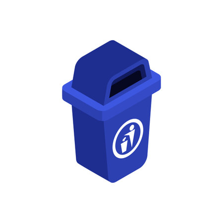 Blue trash container isolated. vector illustrationのイラスト素材