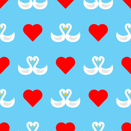 Two swans symbol of love pattern seamless. vector backgroundのイラスト素材