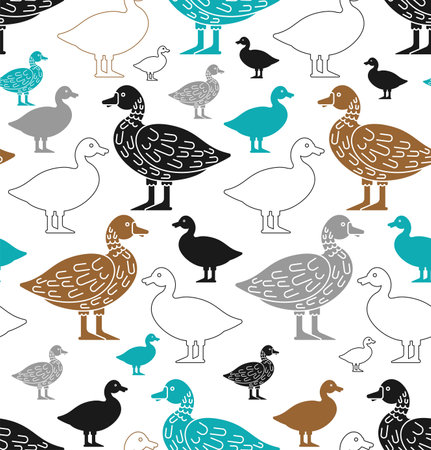Duck pattern seamless. Drake background. baby fabric textureのイラスト素材