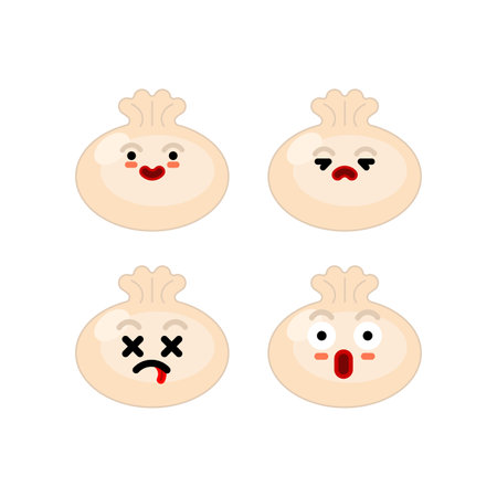 Cute chinese dumpling set. vector illustrationのイラスト素材