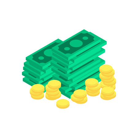 Money isometric style isolated. vector illustrationのイラスト素材