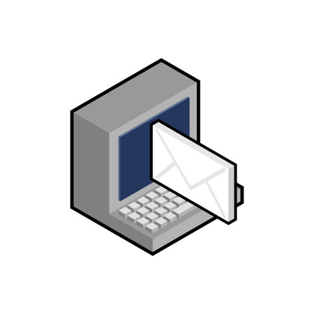 emails and computer. Letters are flying out of the laptop. The concept of incoming emailのイラスト素材