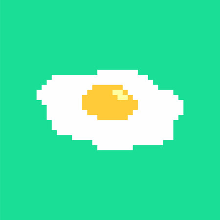 Fried egg pixel art isolated. vector illustrationのイラスト素材