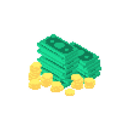 Money pixel art. dollars 8 bit. vector illustrationのイラスト素材