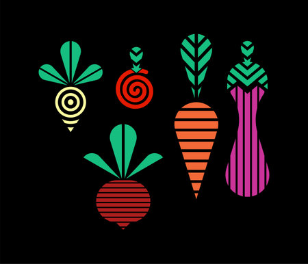 Vegetables set geometric symbol. vegetable sign. vector illustrationのイラスト素材