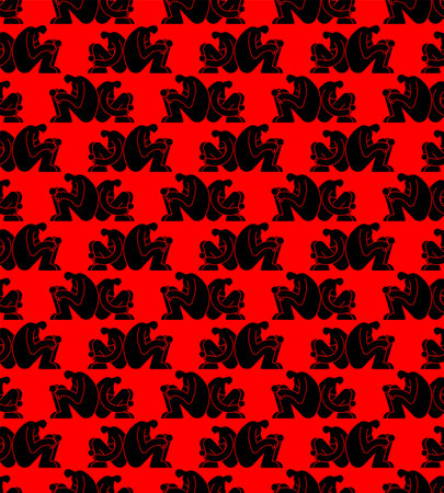Lovers' quarrel pattern seamless. Two people are sitting with their faces turned away background. Pain and disappointment in partner texture. Concept of divorce and separation of couple of loved ones.のイラスト素材