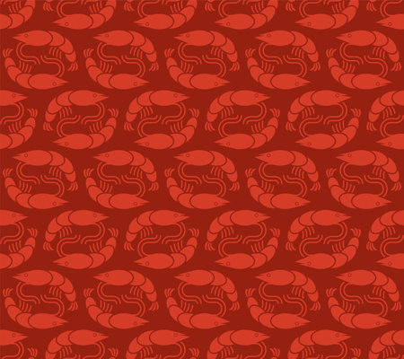 Shrimp pattern seamless. Sea shrimp background. Baby fabric textureのイラスト素材