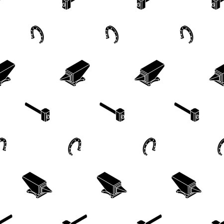 Hammer and Anvil pattern seamless. Blacksmith tool background.のイラスト素材