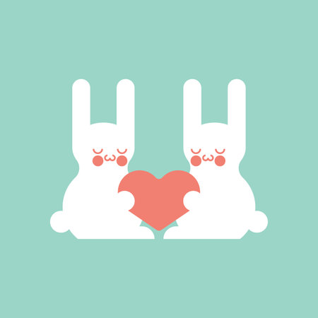 Cute rabbits and love. Hares and heart.のイラスト素材