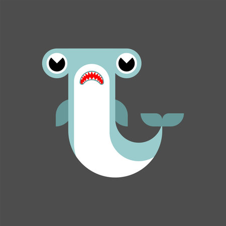 Hammerhead shark underwater. cartoon fishのイラスト素材