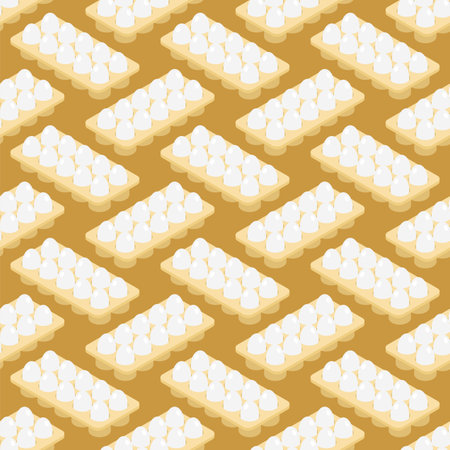 Eggs in packaging isometric pattern seamless. Egg backgroundのイラスト素材