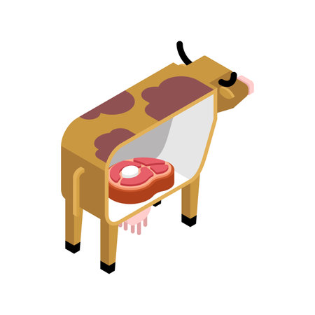 There is beef inside cow. Cow and meat. Production of food from cows.のイラスト素材