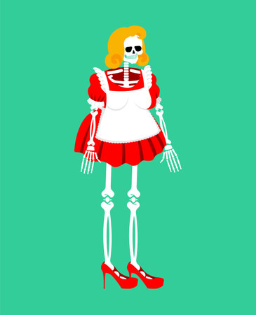 Female skeleton in dress. Bones, skull and women's dressのイラスト素材