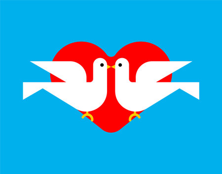 Dove and heart symbol of love sign.のイラスト素材