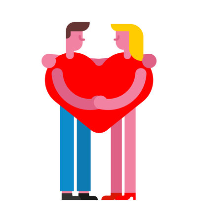 Two Lovers in heart. One heart for two lovers. Love and tenderness conceptのイラスト素材