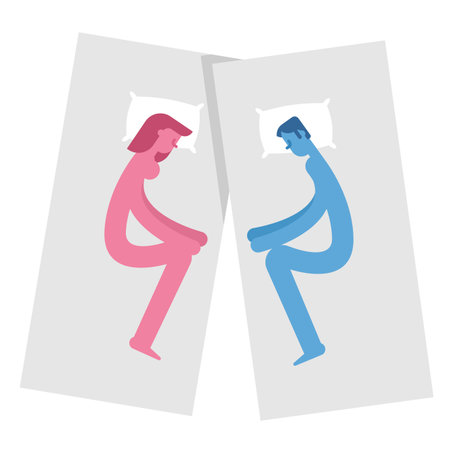Breaking up a love relationship. Broken bed and couple. Guy and girl parting. Concept conflict in loveのイラスト素材