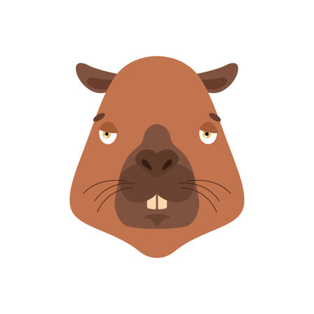 Capybara sad emoji. Wild animal sad. rodent dull. Vector illustrationのイラスト素材