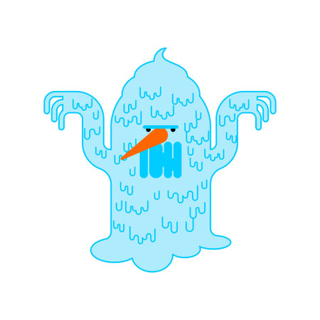 Snowman monster. Big snow monster. New Year and Christmas illustrationのイラスト素材