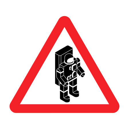 Attention Cosmonaut. Caution Astronaut. red road sign triangleのイラスト素材