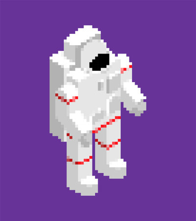 Cosmonaut pixel art. 8 bit Astronaut in spacesuit. pixelated illustrationのイラスト素材