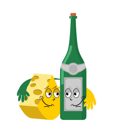 Wine and cheese are friends and lovers.のイラスト素材