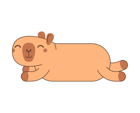 Capybara is lying down. Cute capybara is resting.のイラスト素材