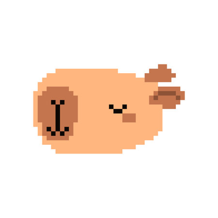 Capybara pixel art. 8 bit Capybara faceのイラスト素材