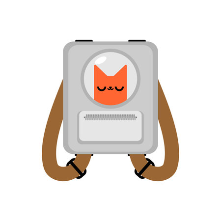 Backpack with window cat isolated. Vector illustrationのイラスト素材