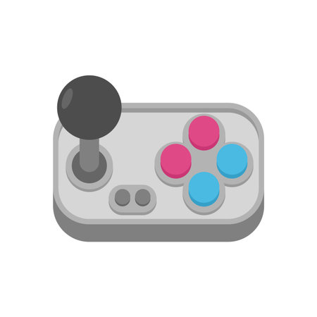 Retro style video game controller with minimalist design. Concept of console gaming, electronic entertainment, and digital playのイラスト素材