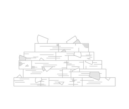 Outline drawing of a huge, crumbling mountain of reports, forms, and documents. Concept of stress, bureaucracy, information overload, and administrative collapseのイラスト素材