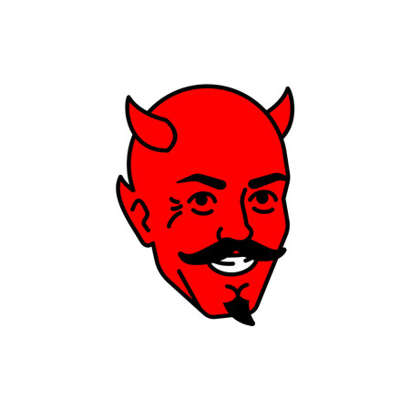 devil head with horns and a goatee. Mascot character for gaming, sports, or horror concepts.