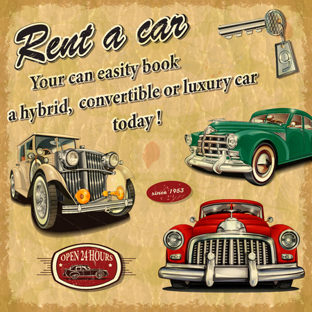Rent a car retro poster.のイラスト素材