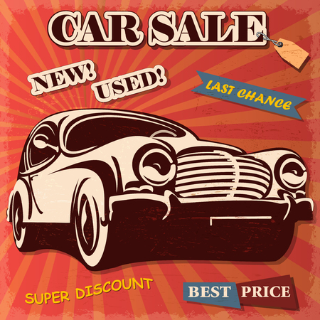 Car sale retro posterのイラスト素材