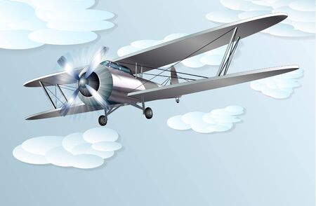 Vintage biplaneのイラスト素材