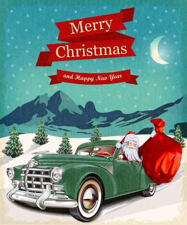 Christmas greeting vintage cardのイラスト素材