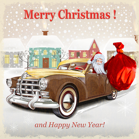 Christmas greeting vintage cardのイラスト素材