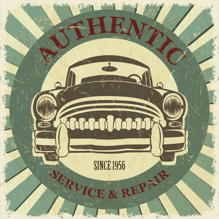 Authentic service retro posterのイラスト素材