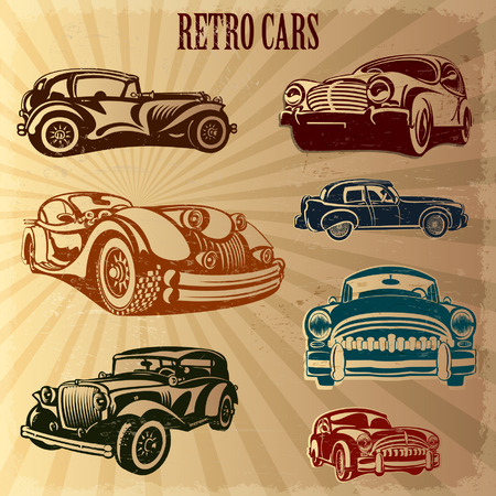 Sets of silhouette retro carsのイラスト素材