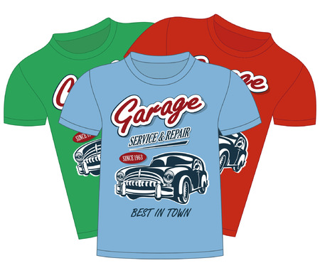 T-Shirt Garage Design.Objects are located on a separate layer.のイラスト素材