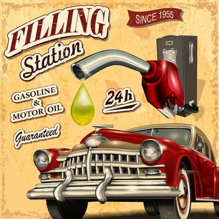 Filling station retro poster