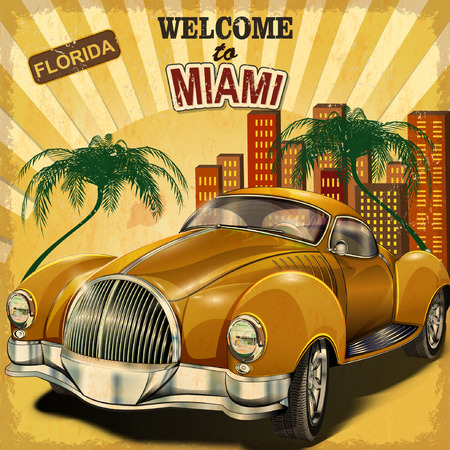 Welcome to Miami retro poster.のイラスト素材