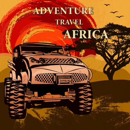 Adventure Travel Africa poster.のイラスト素材