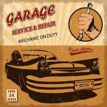 Vintage garage retro posterのイラスト素材