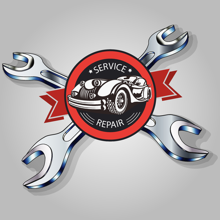 Vintage car service and repair label.のイラスト素材