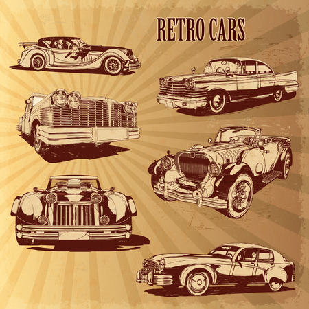 Silhouettes retro cars.のイラスト素材