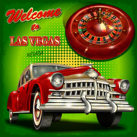 Welcome to Las Vegas retro poster.のイラスト素材