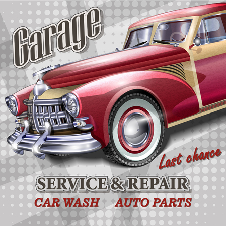 Vintage garage retro bannerのイラスト素材