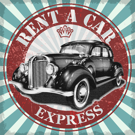 Rent a car retro poster.のイラスト素材
